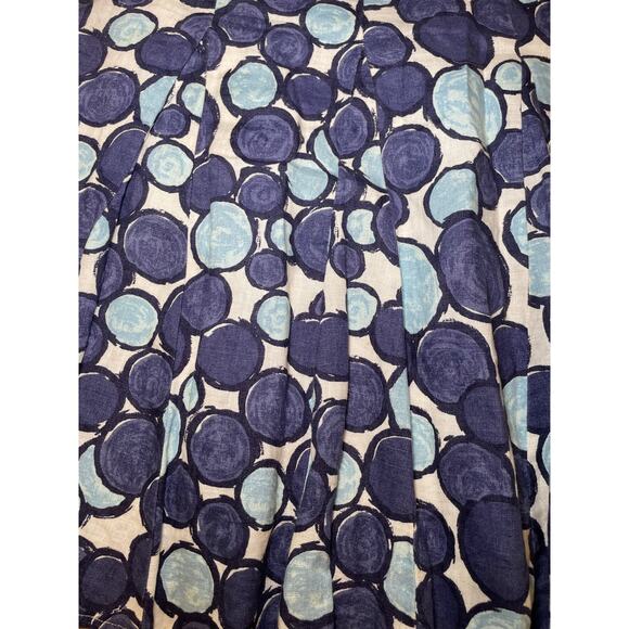 Boden Women 10 Linen Pleated Skirt Blue & White Circle Pattern‎ Swing Poka Dot - Picture 8 of 9